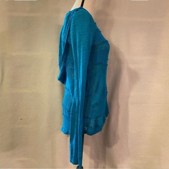 Yellow Bird Anthropologie turquoise knit Patched Heather Hoodie - Picture 4 of 10